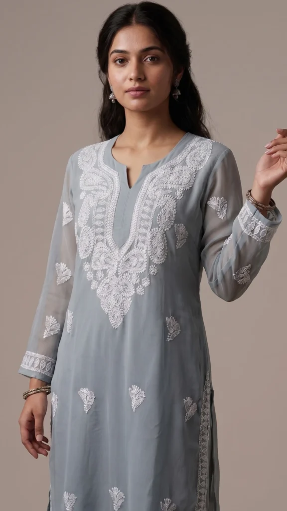 Shrivanka Grey Chikankari Kurta