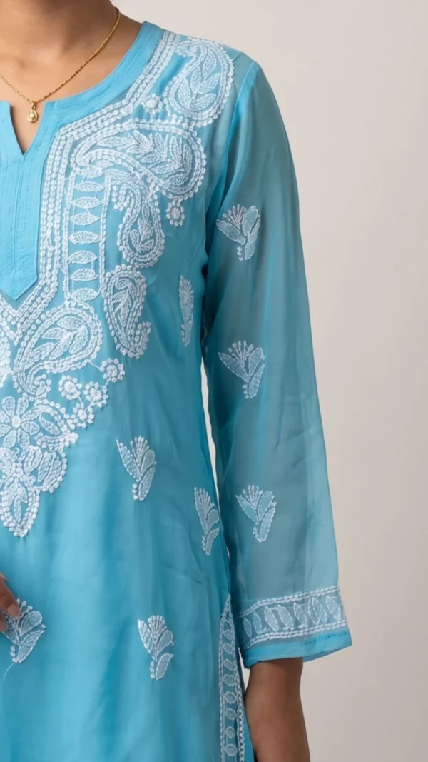 Rimiya Blue Chikankari Kurta