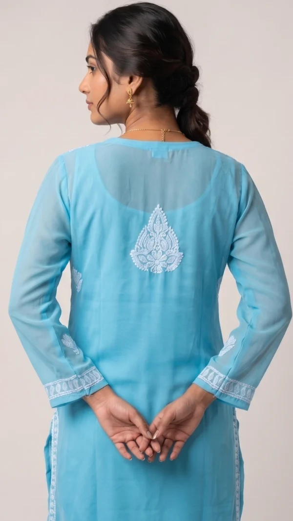 Rimiya Blue Chikankari Kurta
