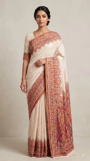 Mehr White Premium Pashmina Silk Saree