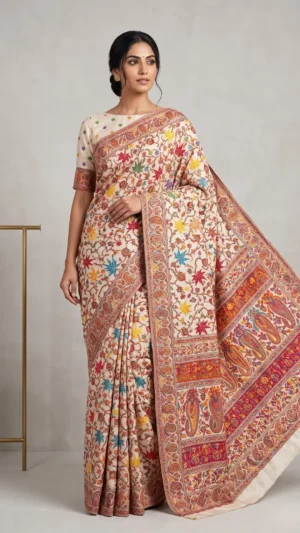 Jashn Off White Premium Pashmina Silk Saree