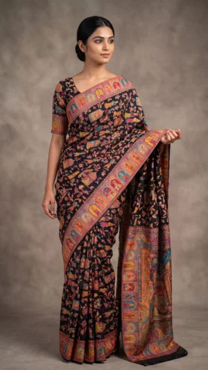 Jashn Black Premium Pashmina Silk Saree
