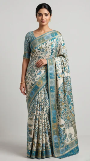 Rubeena White Premium Pashmina Silk Saree
