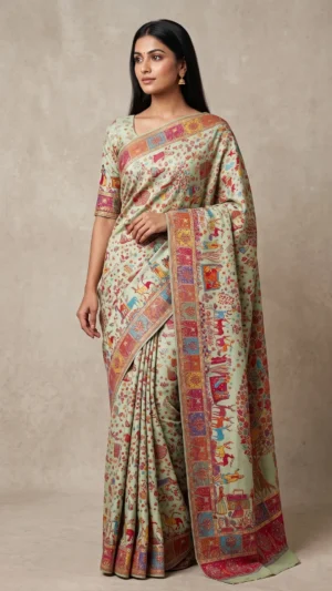Inaya Sage Premium Pashmina Silk Saree