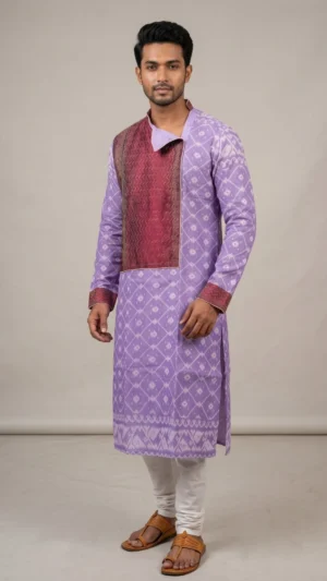 Lavender Full Sleeve Dhakai Punjabi